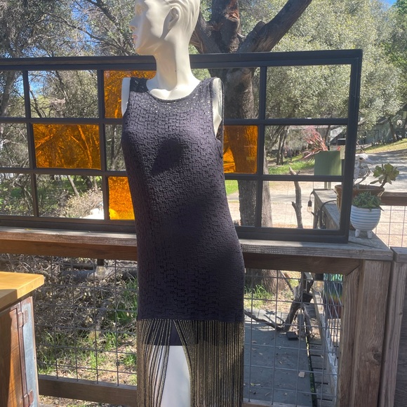 Zara Dresses & Skirts - Zara Woman Black Crochet Fringe flapper style Dress